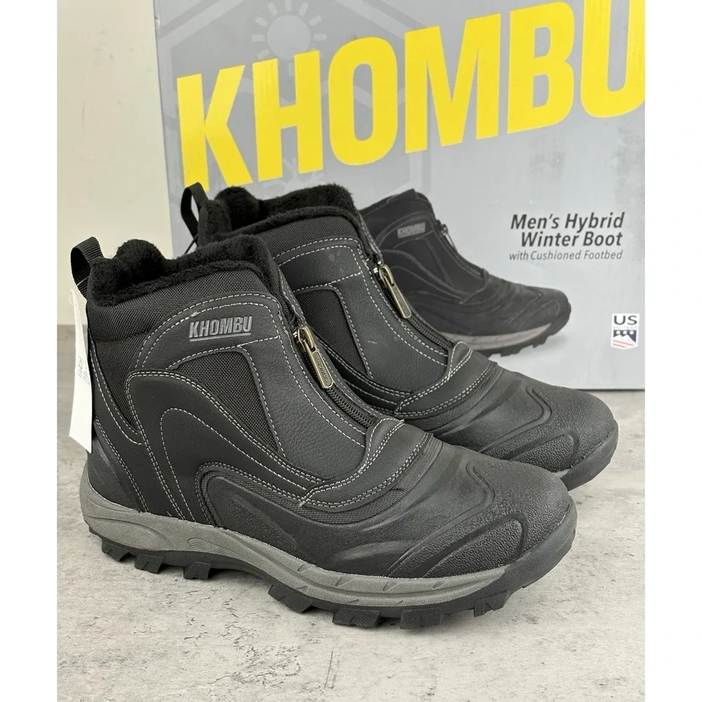 New Khombu Mens' Black Mason Hybrid Winter Boot With Cushioned Footbed Size 9